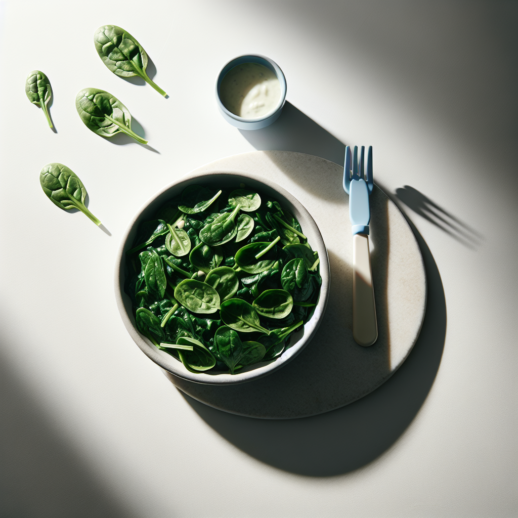 Spinach prepared for baby-led weaning